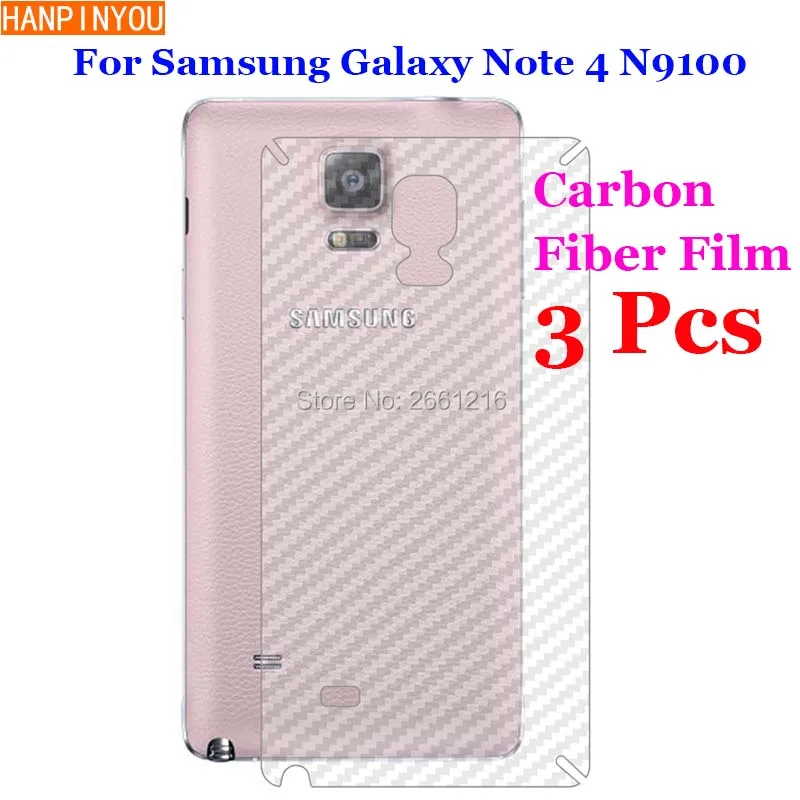 

3 шт./лот для Samsung Galaxy Note 4 IV N9100 5,7 дюйма, 3D противоскользящая задняя пленка из прозрачного углеродного волокна, защитная пленка, защитная накл...