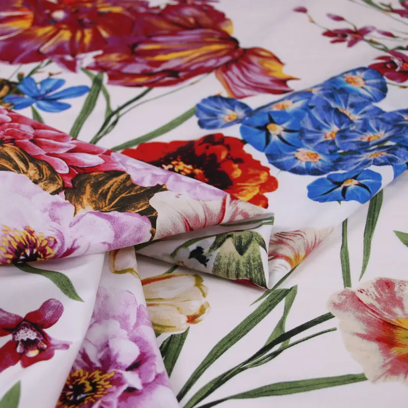 Новая весенне-летняя хлопковая рубашка из поплина с большим цветочным принтом