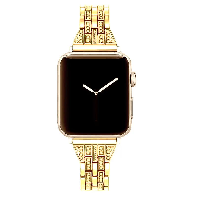 Роскошный браслет из нержавеющей стали ремень для Apple Watch полосы 44/42/40/38 мм