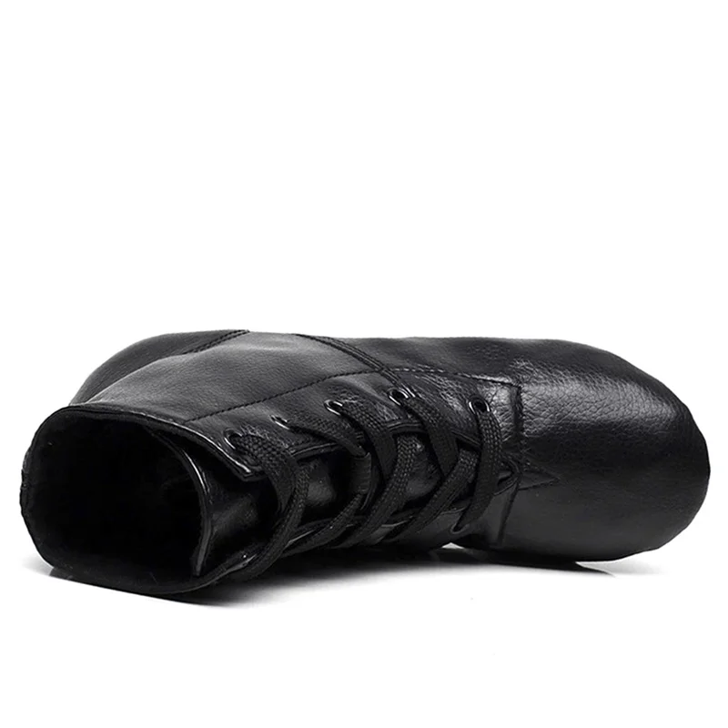 Профессиональные черные кожаные высокие сапоги джазовые кроссовки танцевальная
