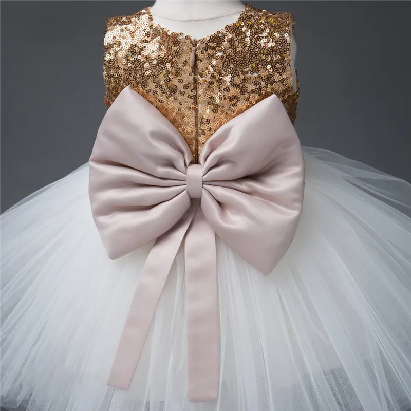 Kids Summer Baby Girl Infant Dress Toddler Gold Sequin Tutu Sisters Flower Gown Vestido for Children Birthday Party Event Wear | Детская