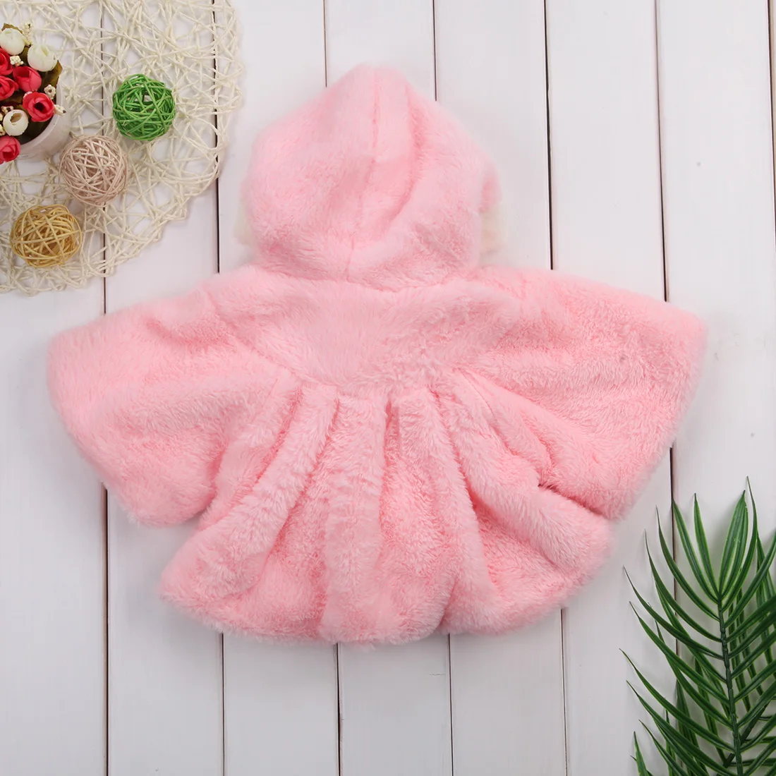 Cute Winter Coat For Girls Newborn Kids Baby Girl Fur Long Sleeve 3D Ear Hooded Cloak Jacket Snowsuit Outerwear Clothes | Детская одежда