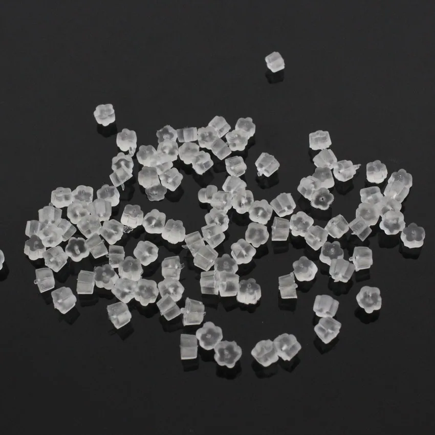 

1000pcs 5mm*3mm Earrings Accessories Plum Blossom Back Silicone Ear Plugs Earring Backs Stopper DIY Jewelry Findings