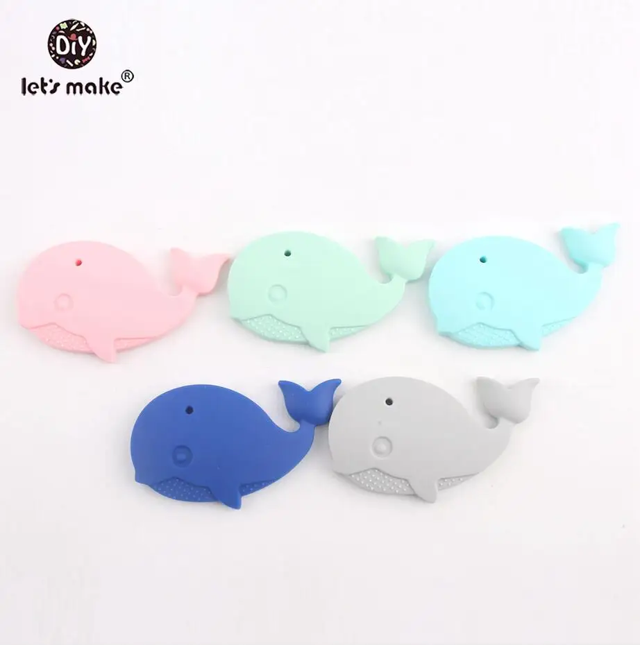 whale Let's make 5 шт. силиконовый Прорезыватель для зубов, без бисфенола, сделай сам, Детские Прорезыватели для зубов, ожерелье, материалы для кормления, силиконовые животные, Детские Прорезыватели - Цвет: whale
