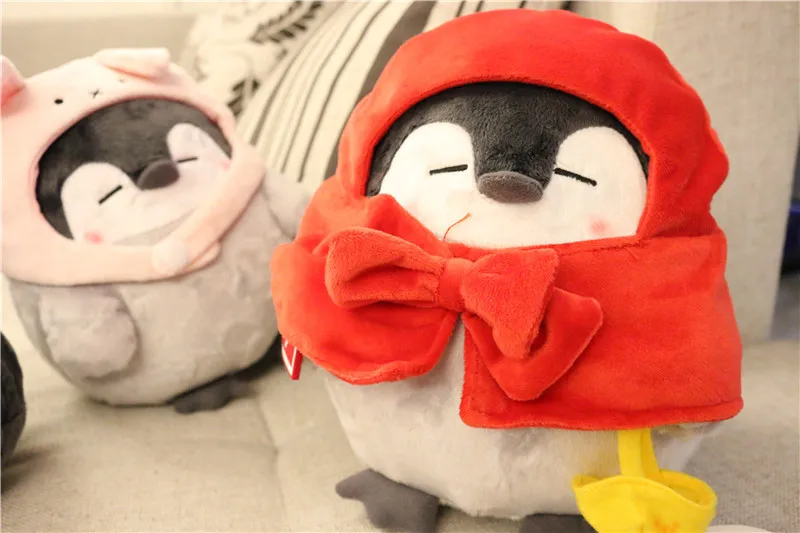 1 шт. японские Kawaii мягкие игрушки положительный энергетический пингвин плюшевые куклы маленькая девочка кролик шляпа игрушечный пингвин куклы 25 см