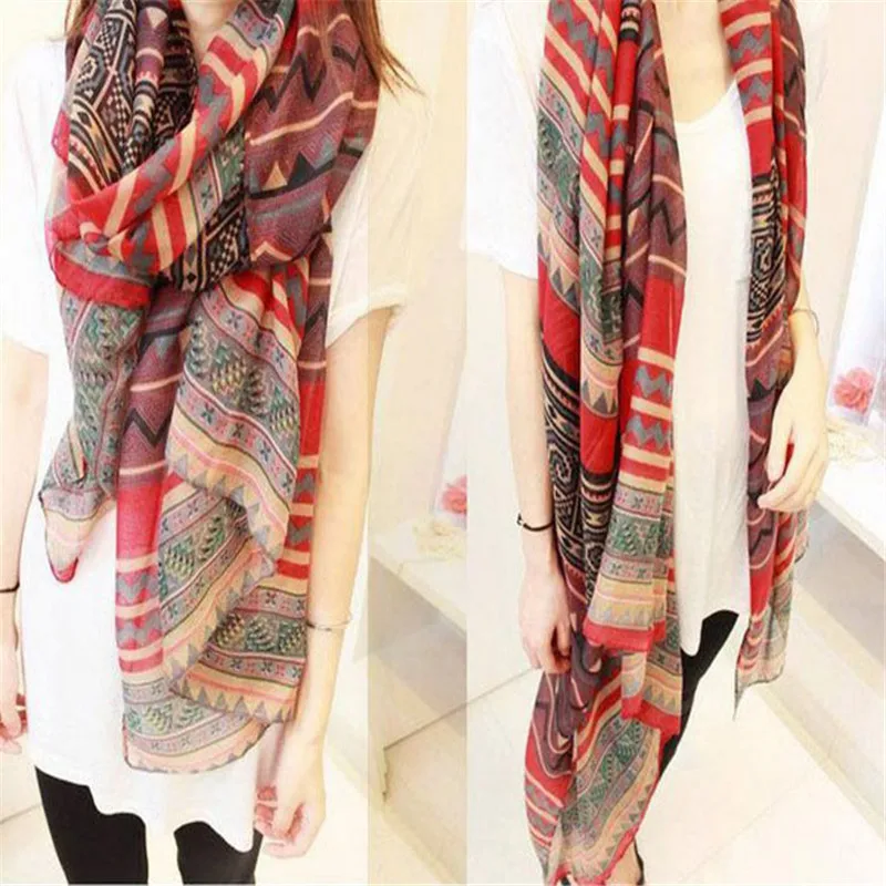 #4522 прочный новый национальный ветер печати шарф шали длинный абзац хлопковые