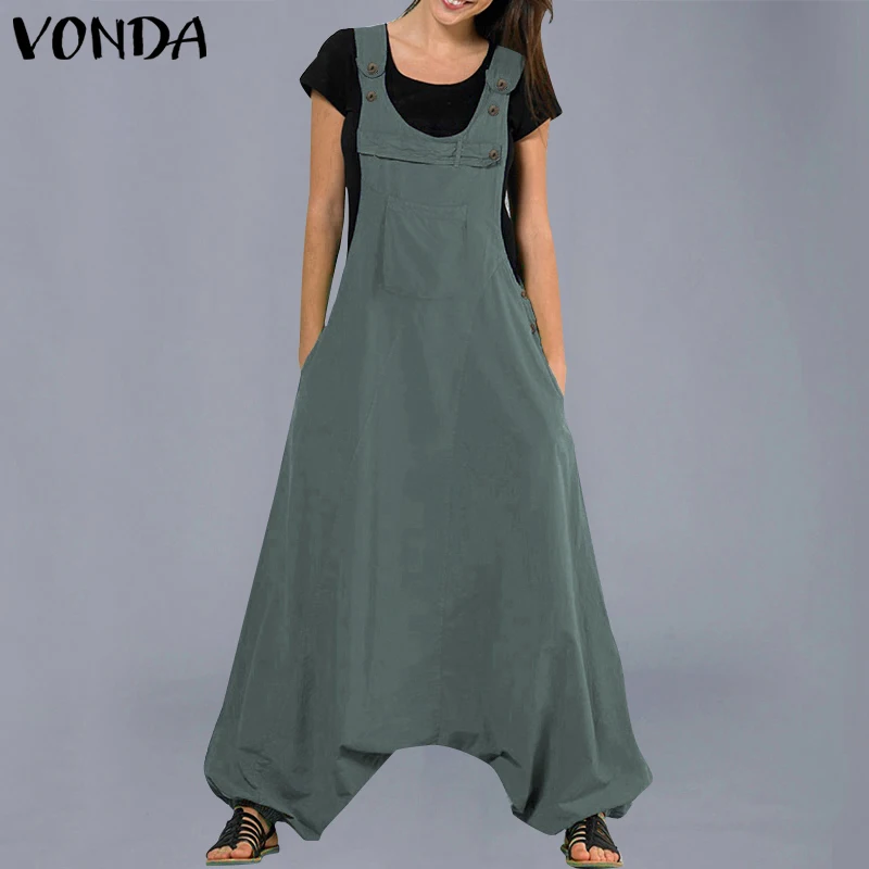 Женские комбинезоны VONDA летние повседневные хлопковые шаровары брюки женские