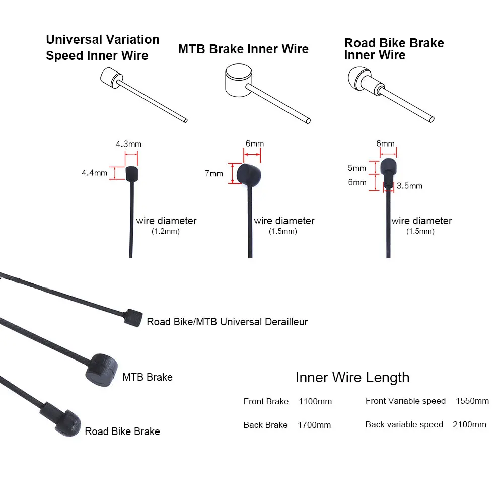 10Pcs/set Road bike MTB Bike Fixed Gear Bicycle Brake Line Shift Shifter Gear Brake Cable Sets Core Inner Wire Steel Speed line