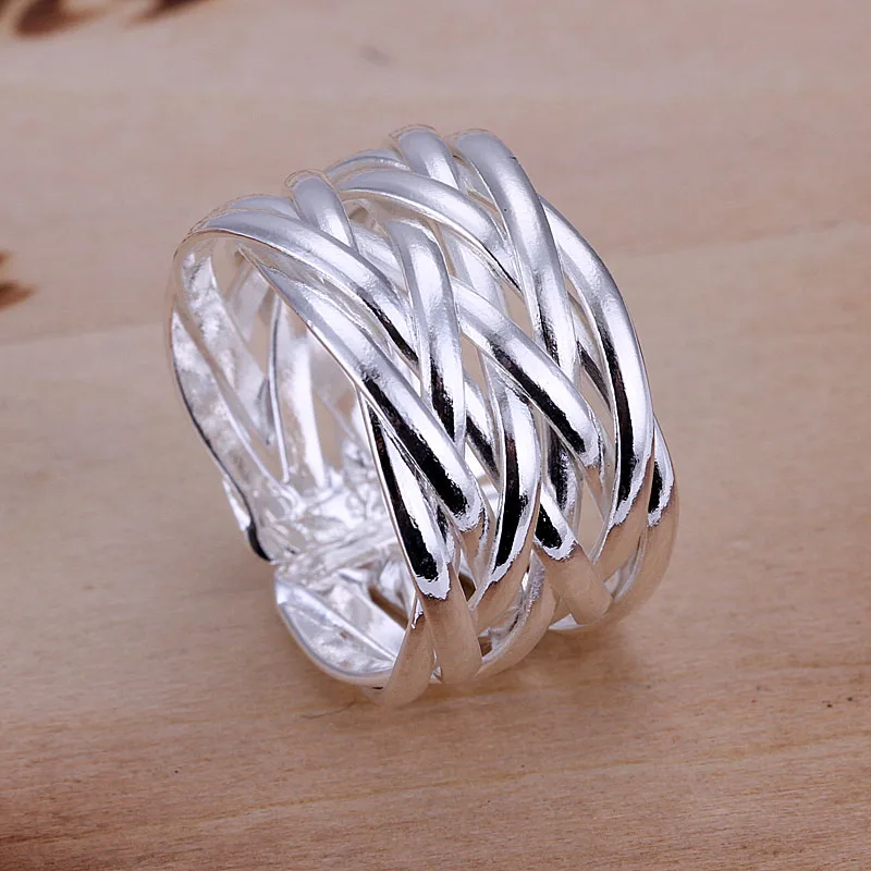 2015 посеребренные Свадебные кольца плетеные anillos оптом SMTR022|wedding rings|ring wholesalewholesale