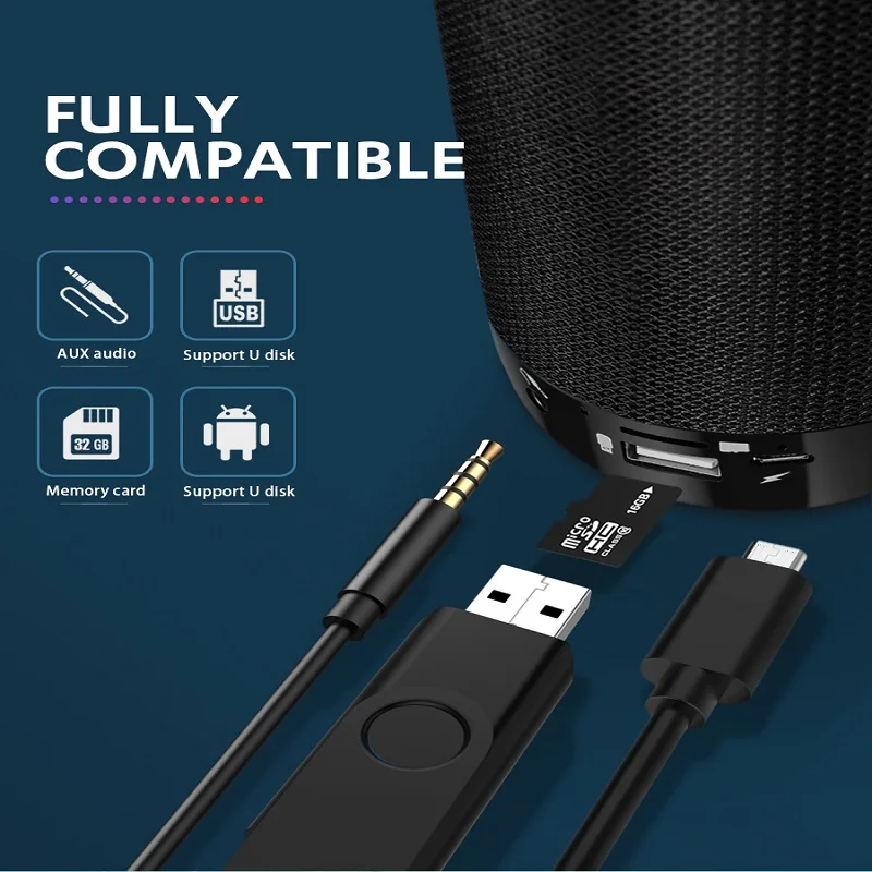 Портативный Bluetooth мини-динамик с радио водонепроницаемый сабвуфер беспроводной