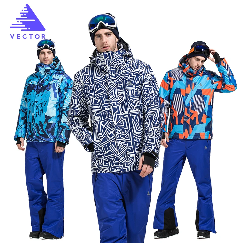 Vector Brand Skiing Jacket and Pants Men Warm Winter Snowboarding Suit Waterproof Windproof Ski Snow Suit Men HXF70012