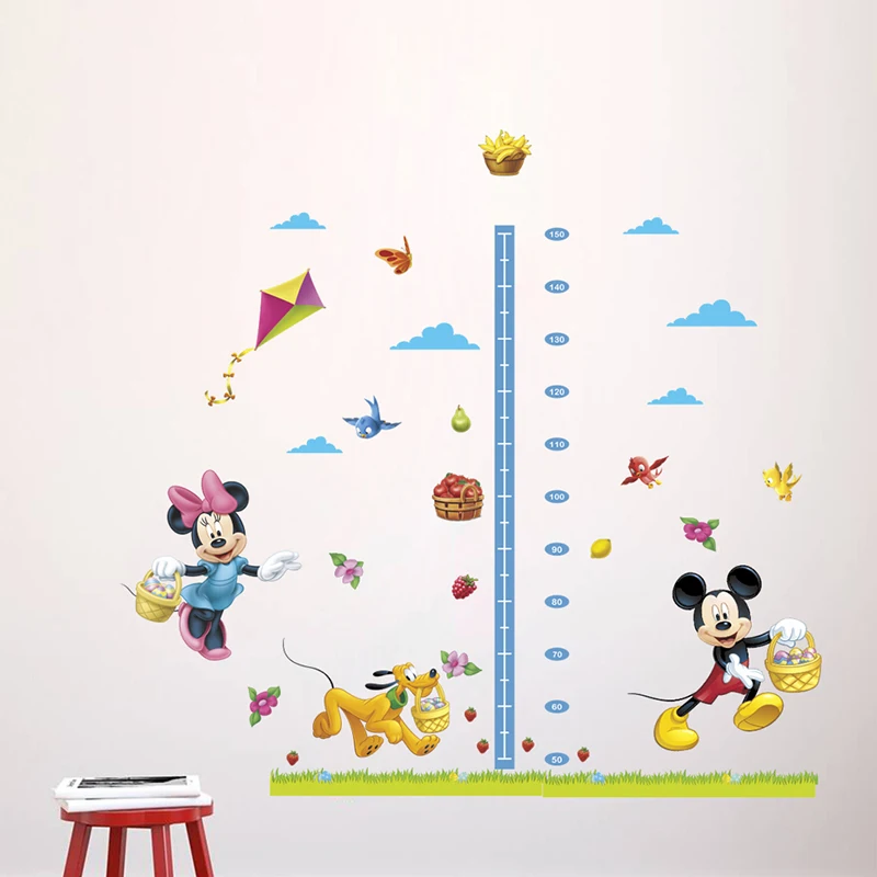 Настенная Наклейка Минни Микки Маус Disney таблица роста для детей аксессуары