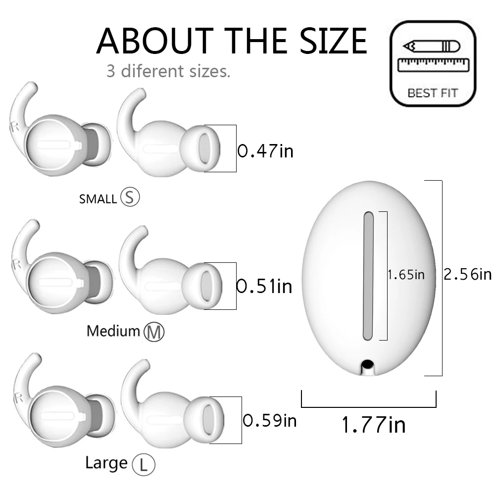 3 пары Лидер продаж силиконовый чехол для наушников S/M/L + крючок Apple Airpods 2