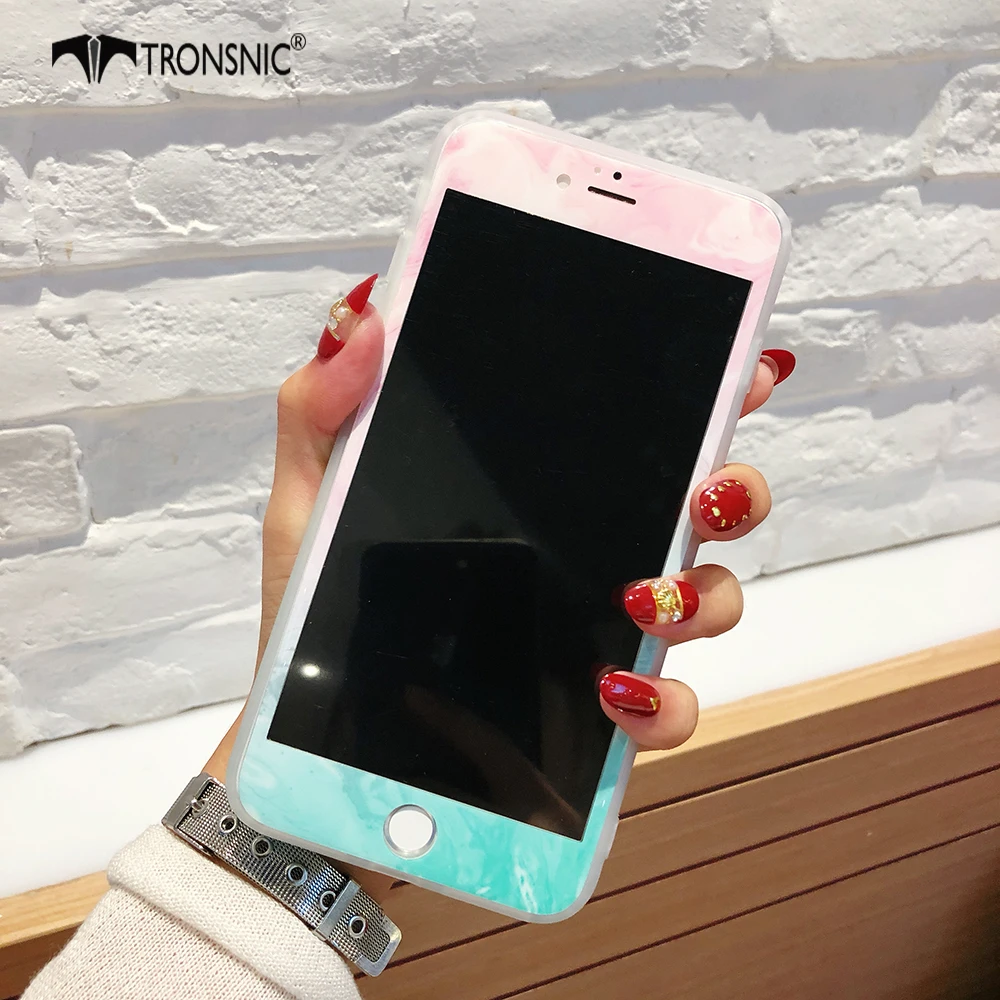 TRONSNIC мраморная пленка из закаленного стекла для iPhone X XS MAX белая черная Защитная
