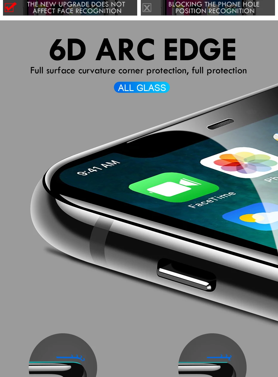 6D полное покрытие из закаленного стекла для iPhone X XS Max полный изогнутый край протектор экрана закаленное стекло для iPhone X XS Max стеклянная пленка