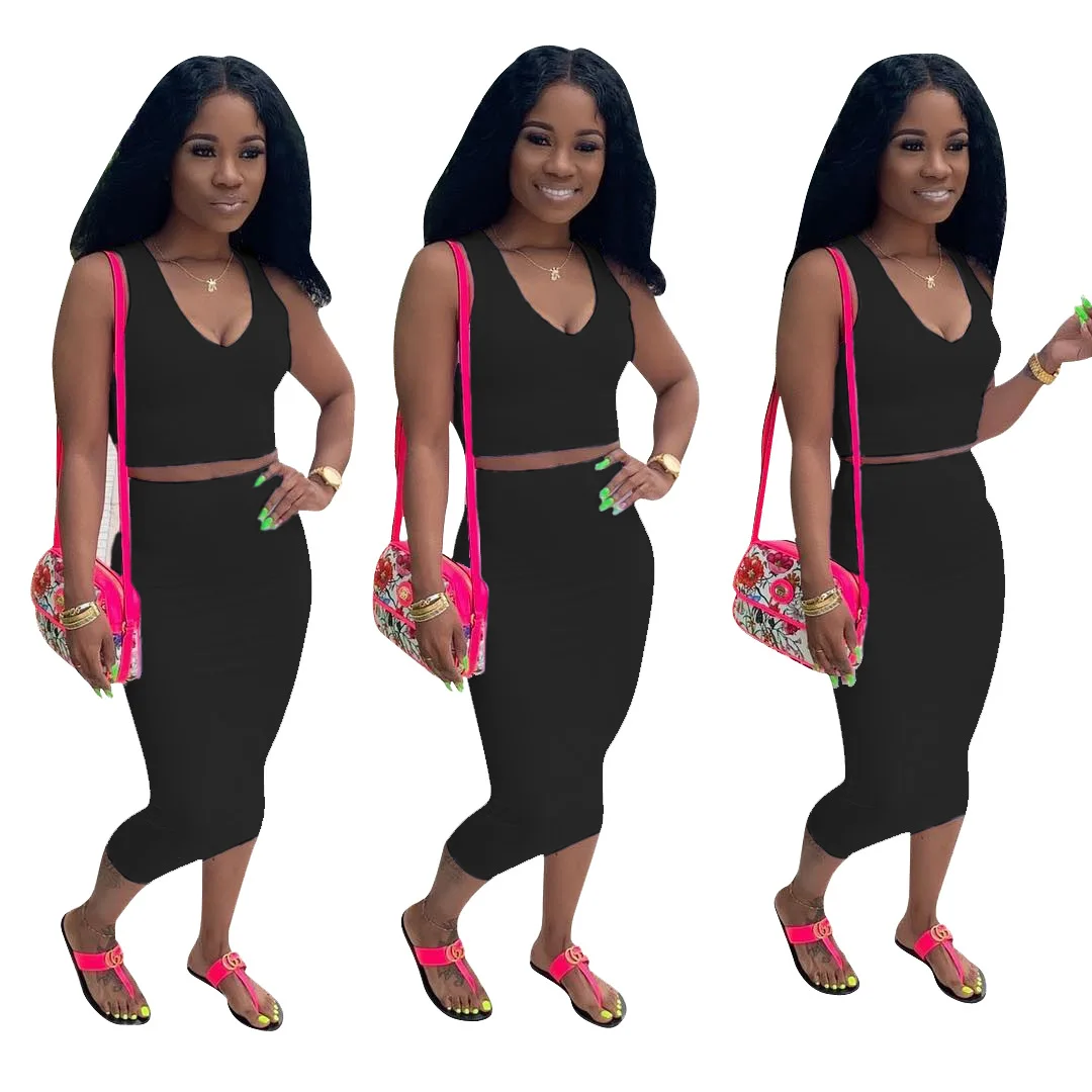 Женский однотонный костюм на бретелях облегающая юбка миди Клубные вечерние