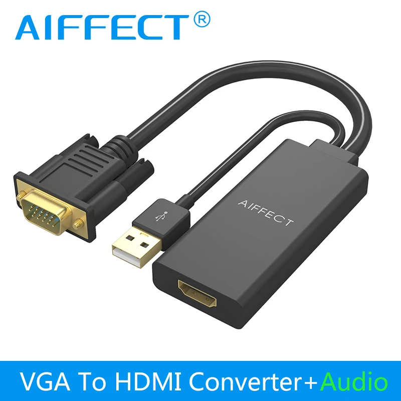 AIFFECT VGA в HDMI конвертер адаптер 2 K 1080 P Аудио Видео AV для HD tv Box мониторы ноутбуков