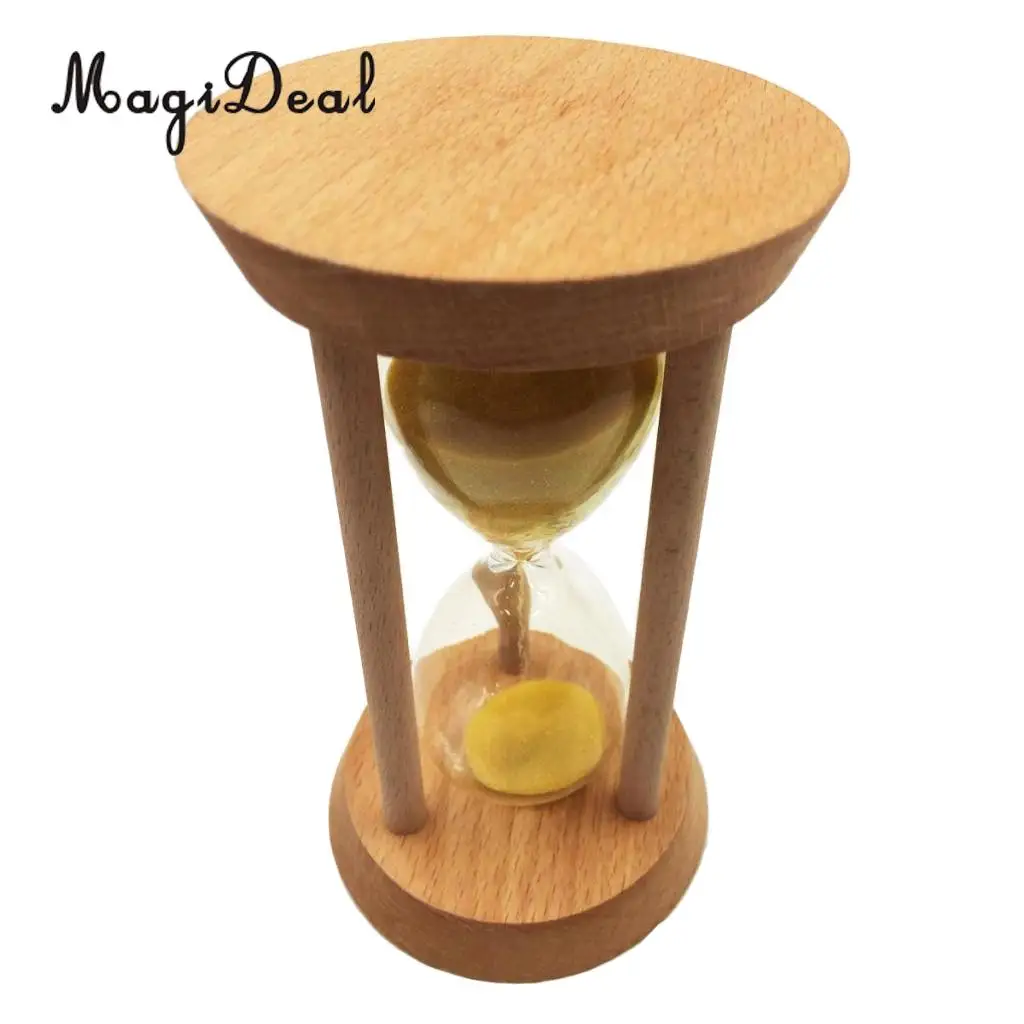 Round Shape Sand Glass Hourglass 15 Mins Oblique Wood Timer Kitchen Cooking Utensils Home Desk Bookshelf Decoration Yellow | Дом и сад