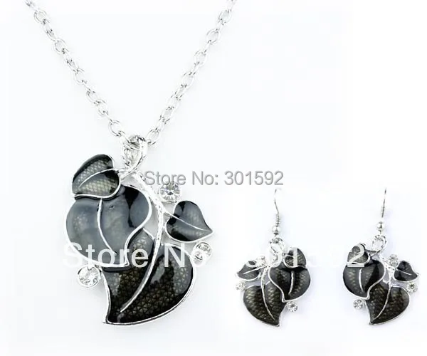 Высокое качество ожерелья покрытые эмалью лист цепи колье и серьги набор