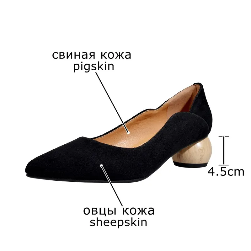 ALLBITEFO/женские туфли из натуральной кожи на каблуке в европейском стиле размеры 34