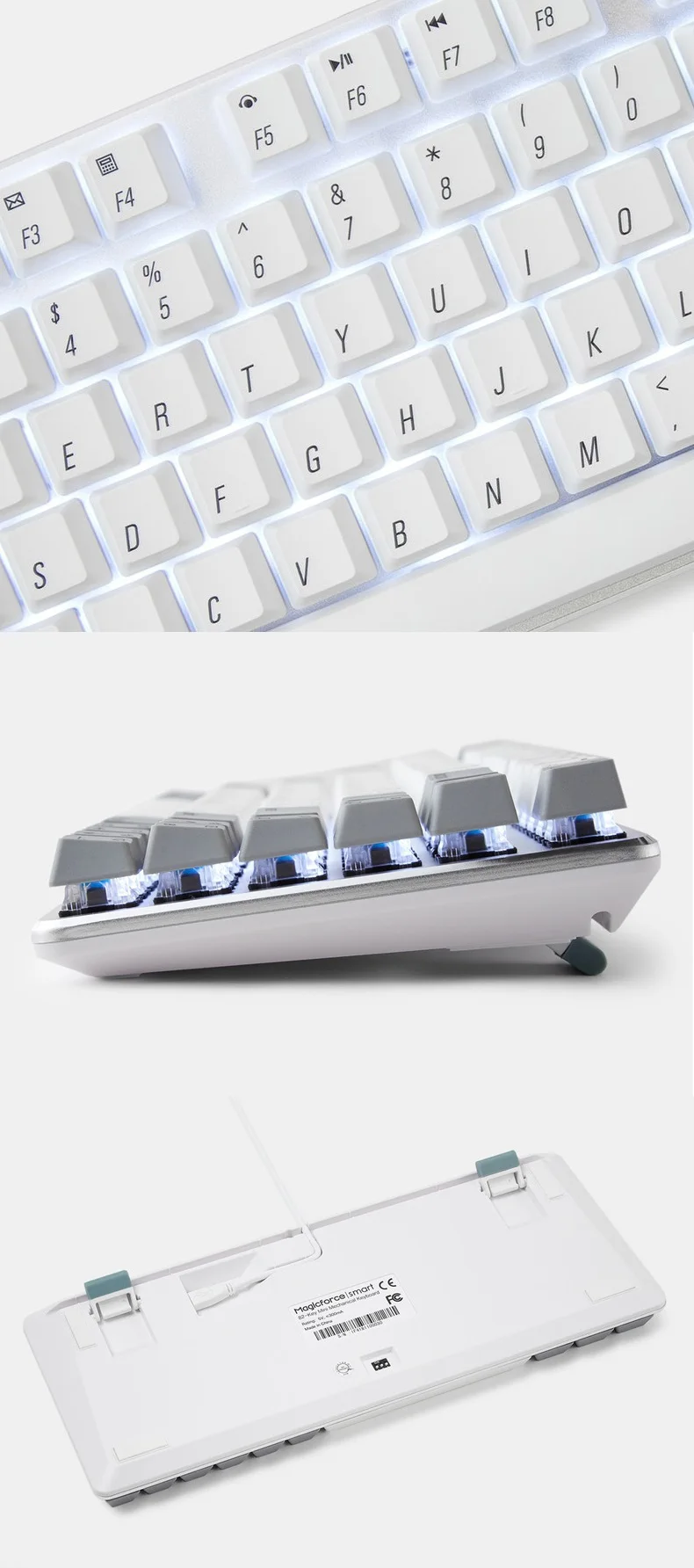 Magicforce 82 ключ PBT сублимации издание антипризрак USB проводной белый подсветкой эргономичная механическая клавиатура Gateron переключатели