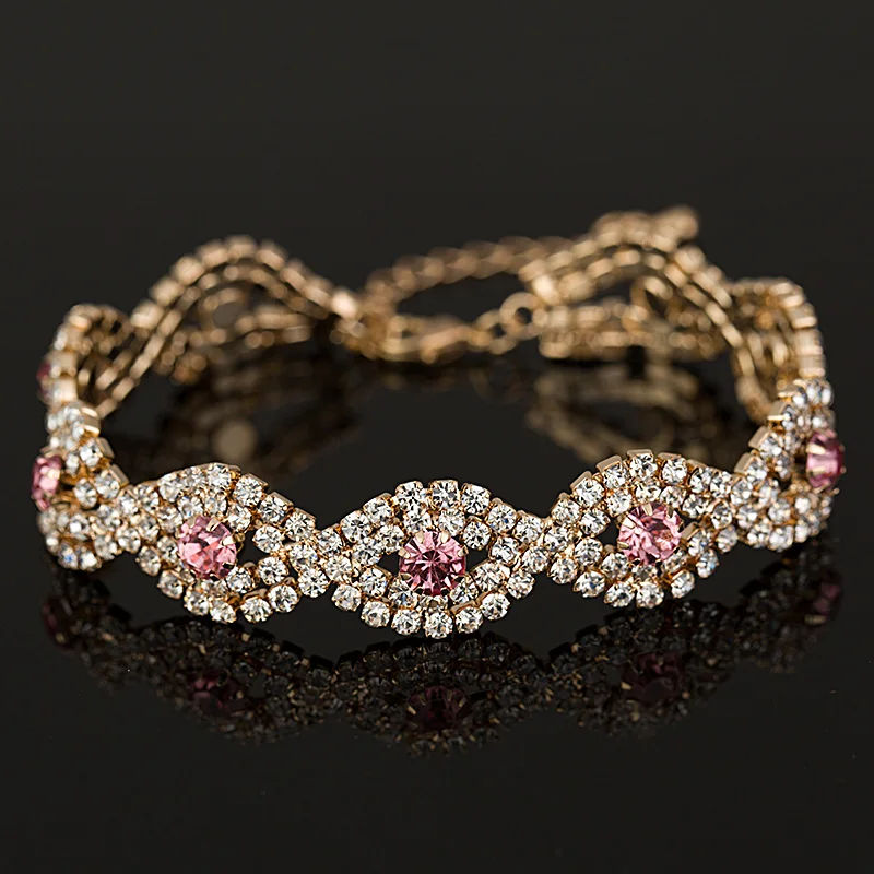 2017 Роскошные хрустальные браслеты для женщин серебряные и свадебные ювелирные