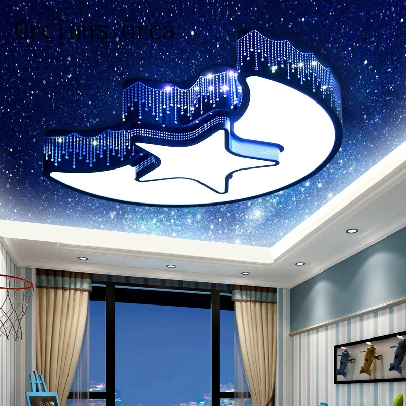

Cartoon creative stars moon LED ceiling lamps men and women bedroom lights eye protection lovely children's room lights