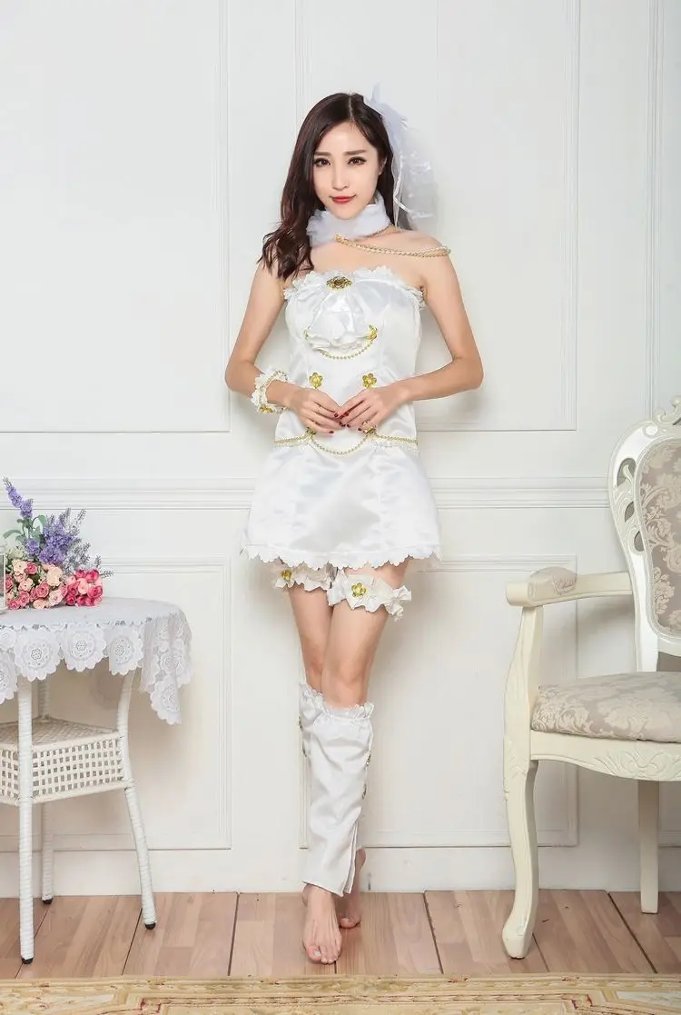 Love Live! White Valentine's Day Awakening Dress Nozomi Tojo Cosplay Costume + Head veil Crown |