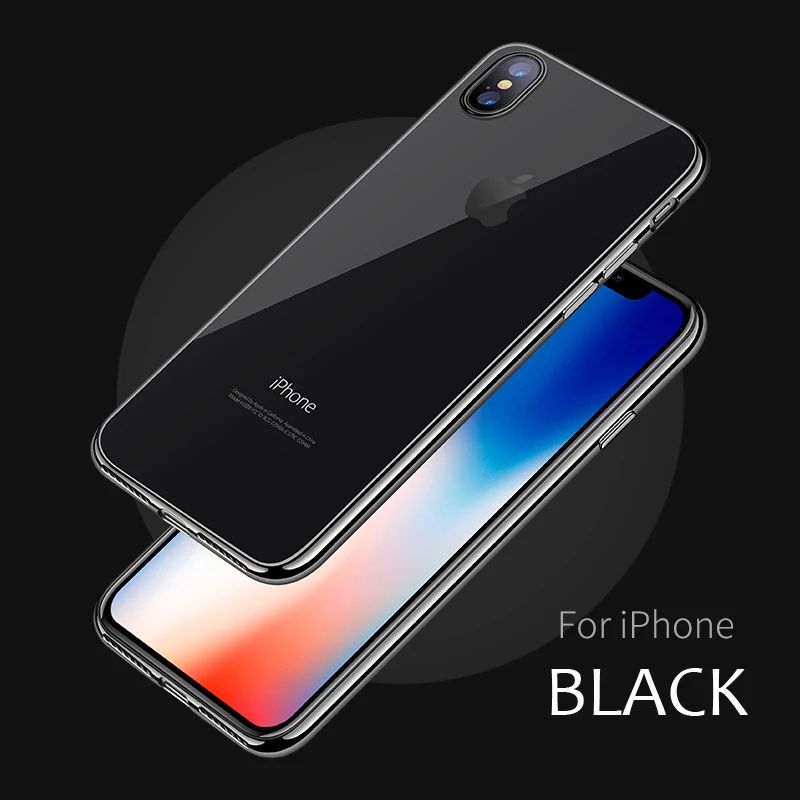 Black Роскошный силиконовый чехол для телефона для iPhone 7 8 Plus 6 6s чехол s Блестящий Мягкий ТПУ чехол для iPhone 6 6s Plus 7 8 X XS Max XR - Цвет: Black