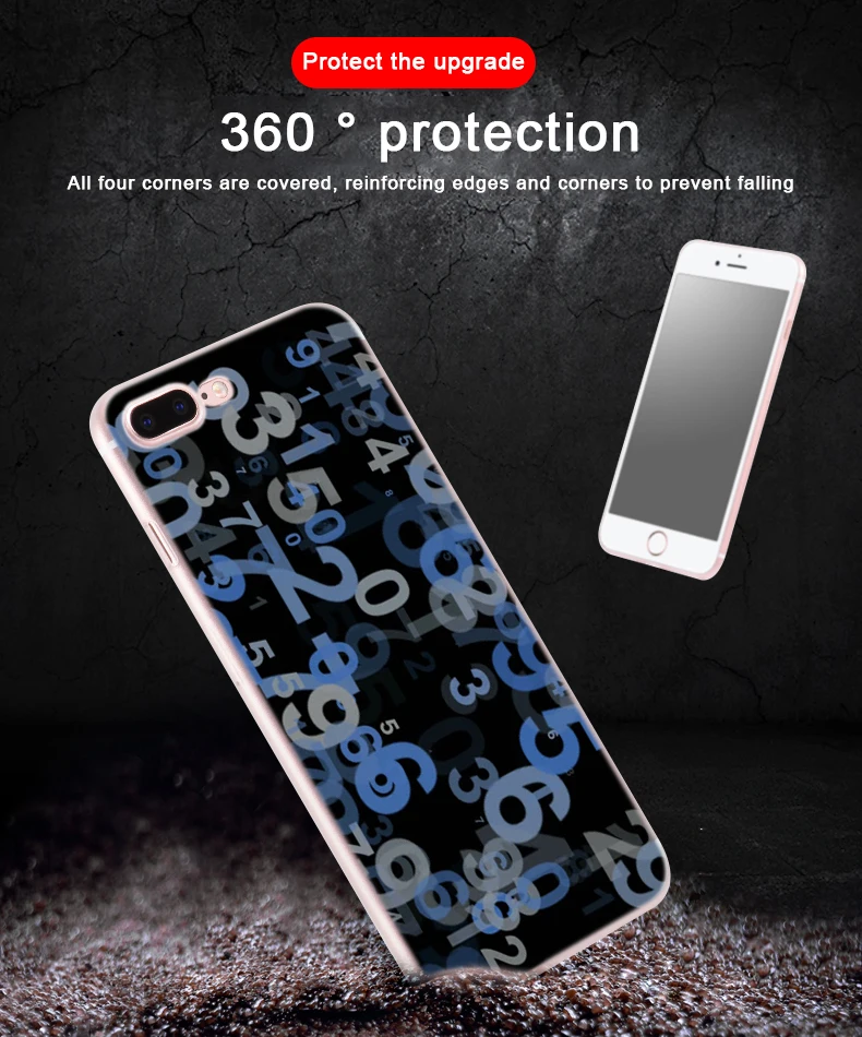 Мягкий чехол из ТПУ для iPhone 13 12 Mini 11 Pro XS Max XR X 8 7 6 Plus SE 2020 S с цифрами на фоне |