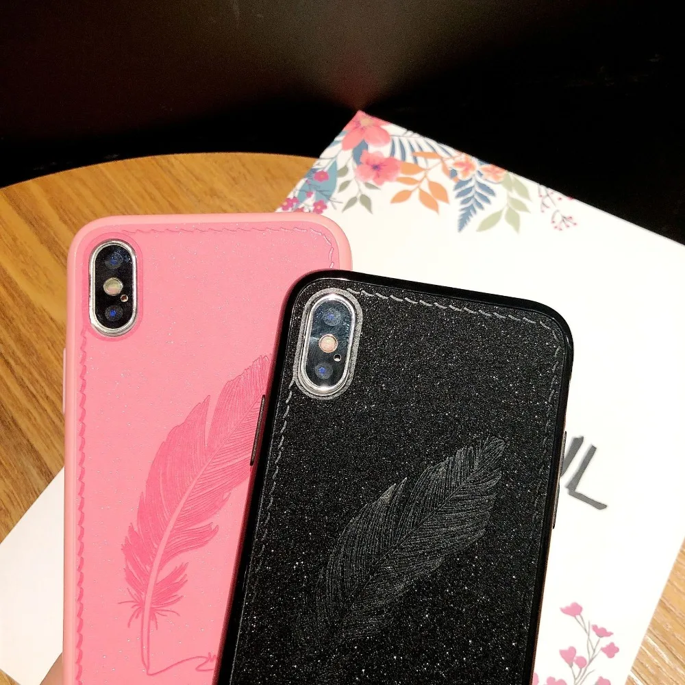 100% Оригинальный чехол для iphone X XR XS Max блестящее Перо пара моделей 8 7 6 6s Plus|Бамперы|