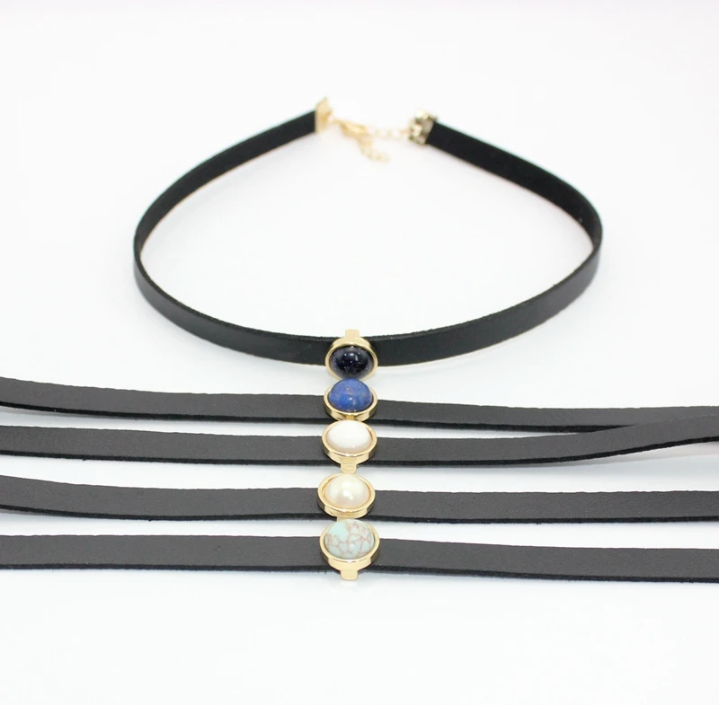 Модное черное ожерелье из искусственной кожи ювелирные изделия ожерелья