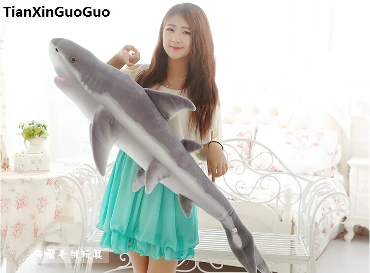 

stuffed plush toy large 140cm gray shark plush toy simulation shark soft doll throw pillow birthday gift s0859
