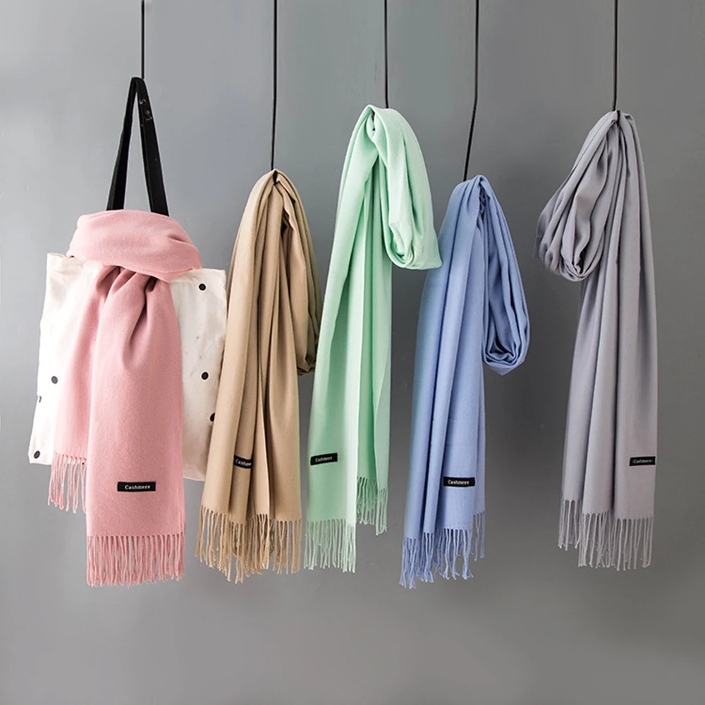 Cashmere Women Scarf Warm Shawl Foulard Femme Pashmina Kerchief Wool Stole Head Neck Long Winter For Ladies | Аксессуары для