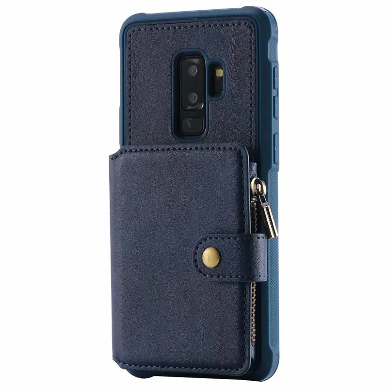 blue Для samsung Galaxy S9 S8 Plus кожаный чехол на молнии для телефона samsung Galaxy Note 9 8 чехол-кошелек с карманом - Цвет: blue