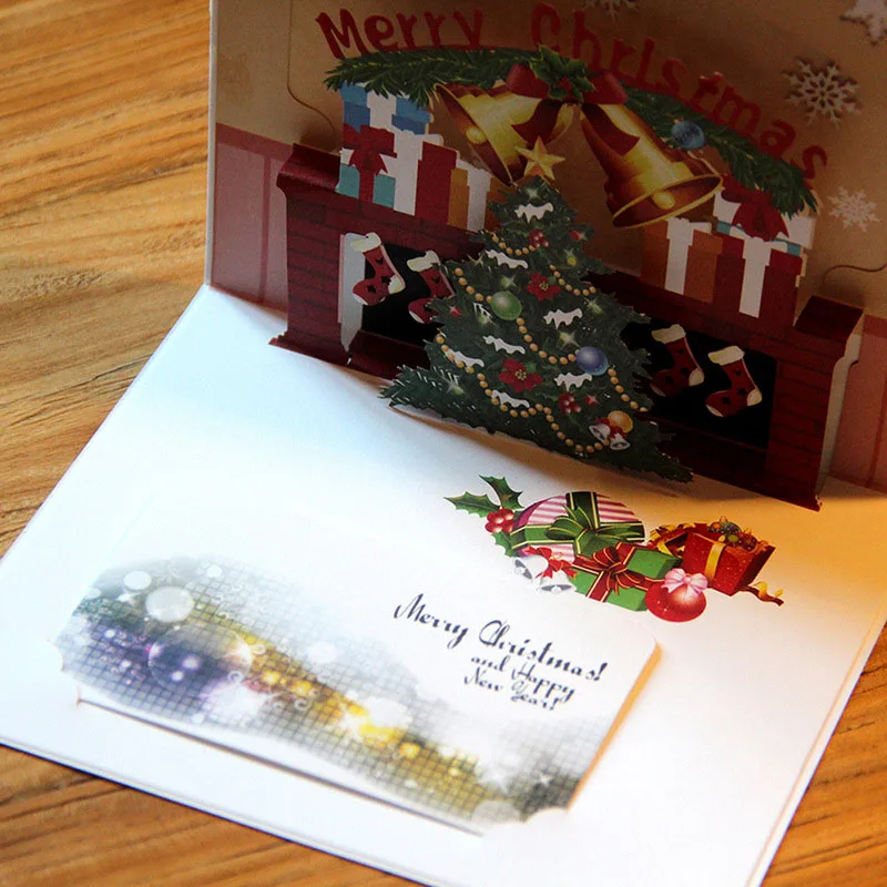 2018 New Year 3D Laser Cut Handmade Color Printing Merry Christmas Blessing Cards Paper Invitation Greeting Card PostCard Gift | Дом и сад