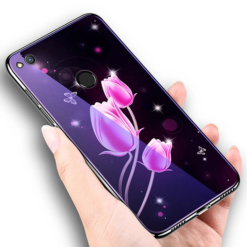 Для Huawei P9 lite 2017 чехол милый мультяшный Синий из закаленного стекла для P9lite coque
