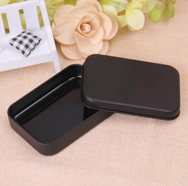 Black Tin Box Rectangle Mini Organizer Pill Candy Tea Storage Case Container For Money Coin Keys Playing Card SN991 | Дом и сад