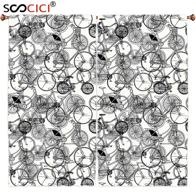 

Шторы на окна 2 панели, винтажные шторы в стиле ретро для велосипеда ручной работы векторный абстрактный дизайн изображения черного цвета