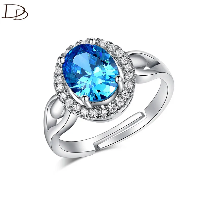 DODO Adjustable Engagement Fidget ​Rings For Women Accessories Wedding Band Oval Blue Stone Cubic Zirconia Vintage Jewelry DD172 |