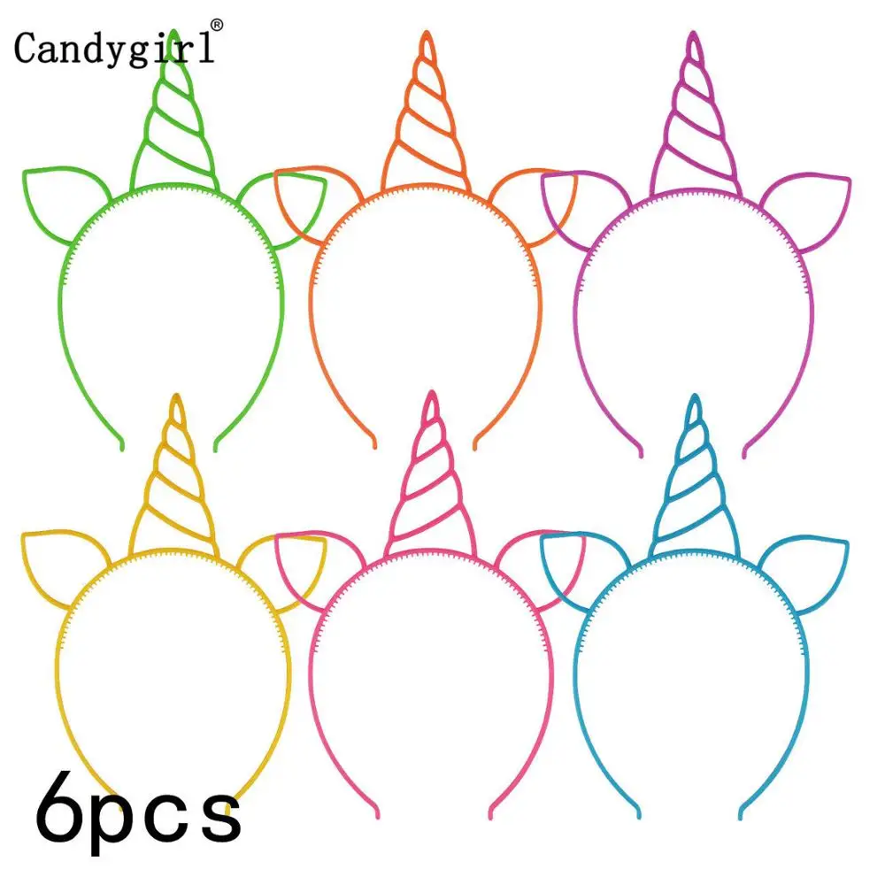 Unicorn Headbands Девушки ободки с кошачьими ушками корона тиара принцесса с пластиковым животным лента для волос бабочка обруч с бантом аксессуары аксессуар для волос в стиле бохо девушка - Цвет: Unicorn Headbands