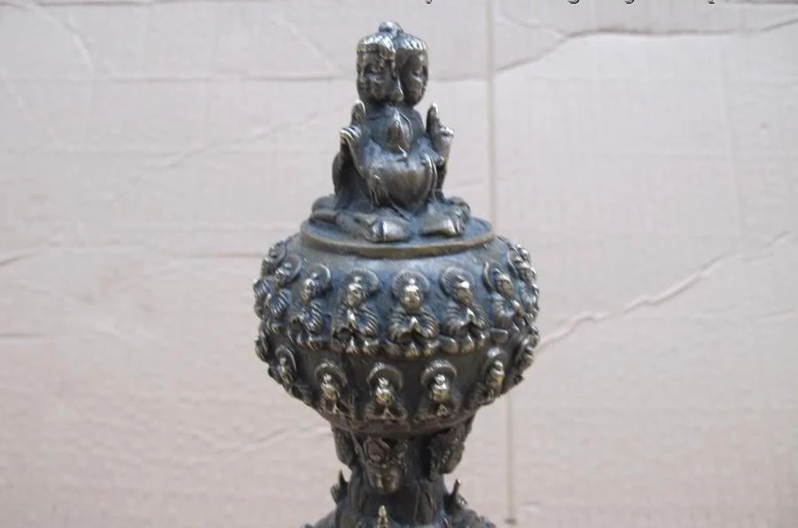 14 &quotТибетский буддизм бронзовый десять тысяч будд Sakyamuni stupa статуя пагоды | Дом и