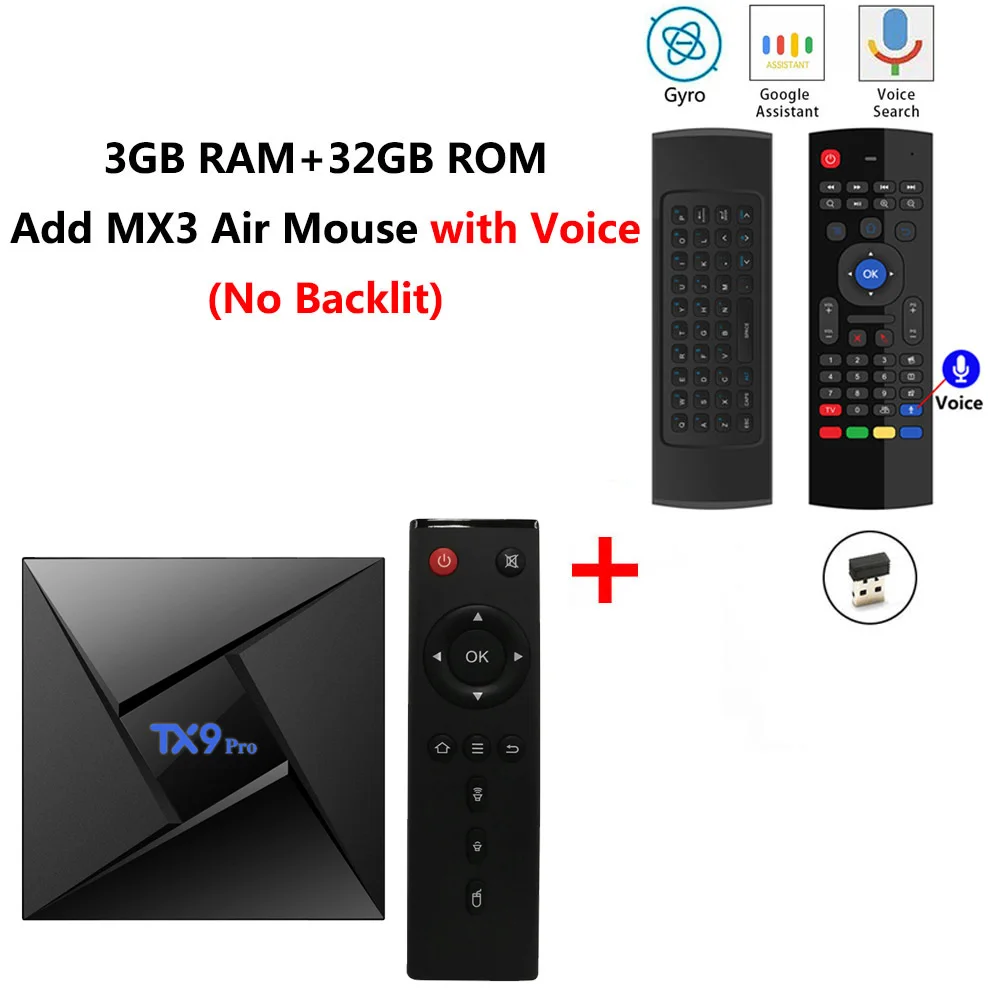 TX9 Pro Amlogic S912 Восьмиядерный ТВ приставка Android 7,1 3 ГБ 32 ГБ 2,4G/5G WiFi Bluetooth 4,1 100M LAN 4K HD Смарт-приставка PK X92 - Цвет: TX9 PRO add MX3 mic