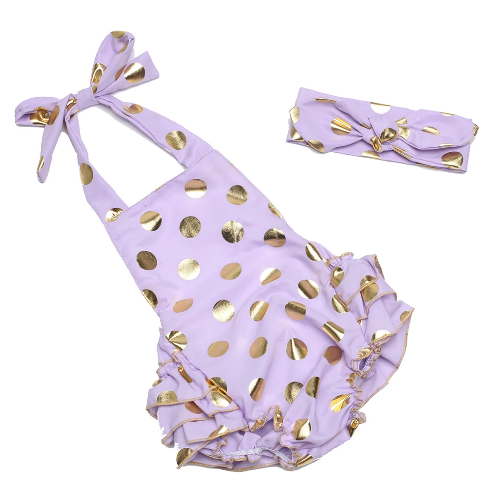 Комплект из одного предмета в Золотой горошек Фиолетовый Детский комбинезон
