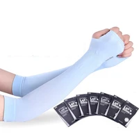 2pcs arm sleeves ice silk sun protective uv cover golf unisex sport cooling arm warmers sleeves hand protector cover long gloves