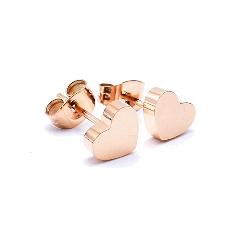 Rose Gold Heart Stud Earrings for Women Aretes De Mujer Earring Orecchini Donna Boucle D'oreille Brincos Earings Fashion Jewelry|heart stud