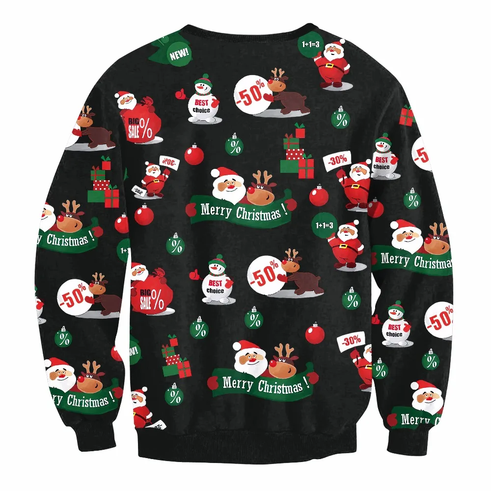 2016 Новый Мода Дед Мороз Отпечатано Свободные одежды Осень С Длинным Рукавом