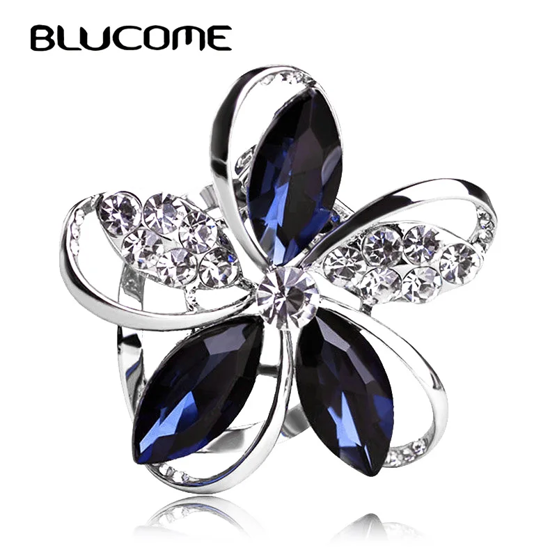 Женская/Детская Брошь Blucome синяя брошь из циркона с цветочным узором украшение