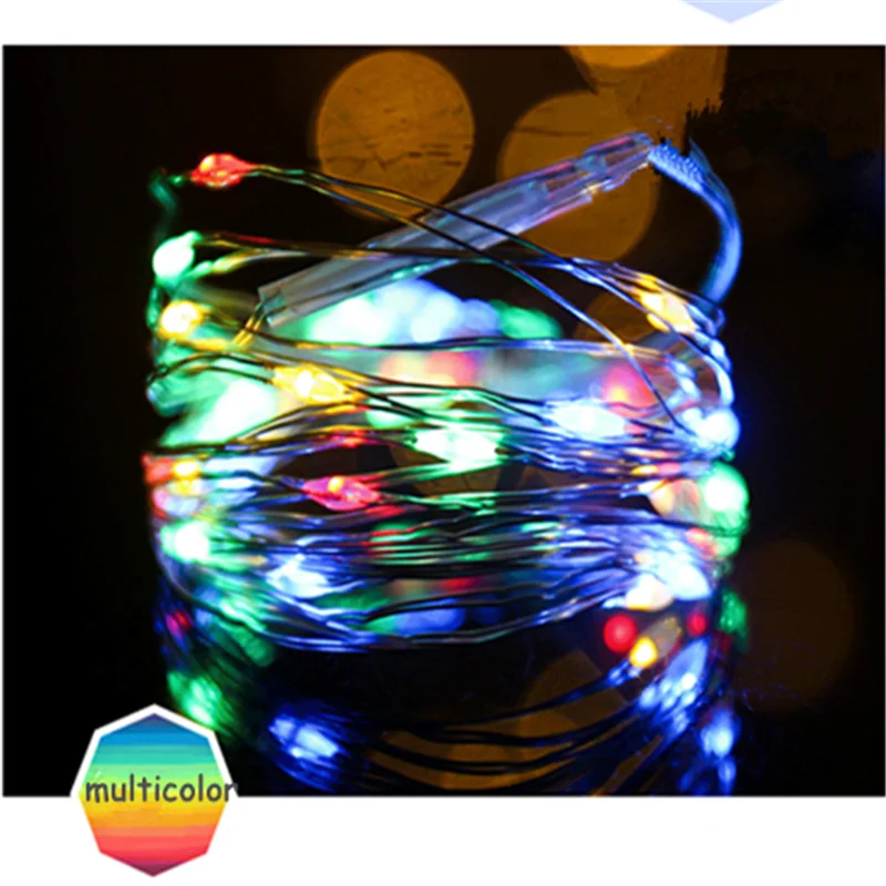 Multicolor Фея 1 м 3 м на батарейках светодиодный медный провод гирлянды для свадьбы Рождество гирлянда фестиваль вечерние украшения дома лампа - Цвет: Multicolor