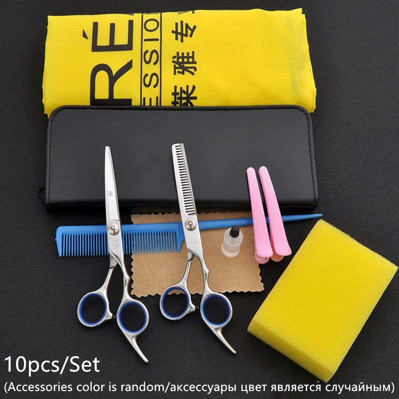 

10PCS 6.75 inch Hairdressing Hair Scissors Set Cutting&Thinning Barber Shear Hair Salon with Comb+Hairpin+Haircutting Apron+Case